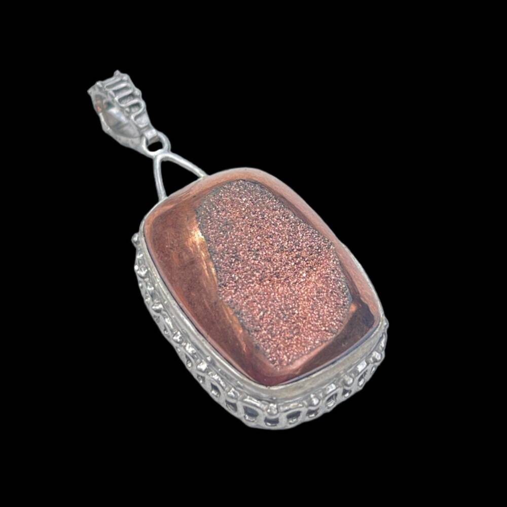 Vintage Sterling Silver Druzy Pendant 9.5 grams